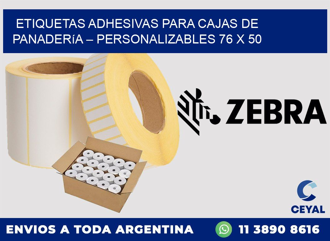 Etiquetas adhesivas para cajas de panadería – Personalizables 76 x 50