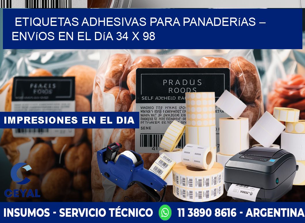 Etiquetas adhesivas para panaderías – Envíos en el día 34 x 98