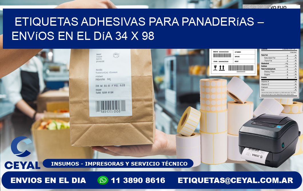 Etiquetas adhesivas para panaderías – Envíos en el día 34 x 98