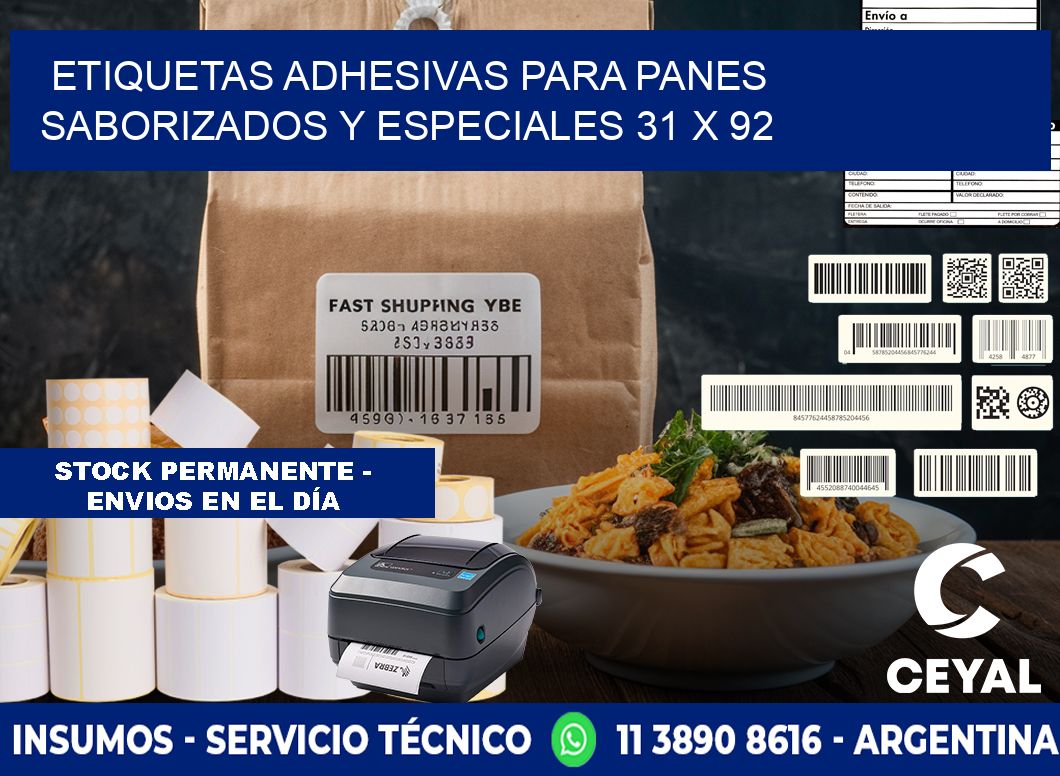 Etiquetas adhesivas para panes saborizados y especiales 31 x 92