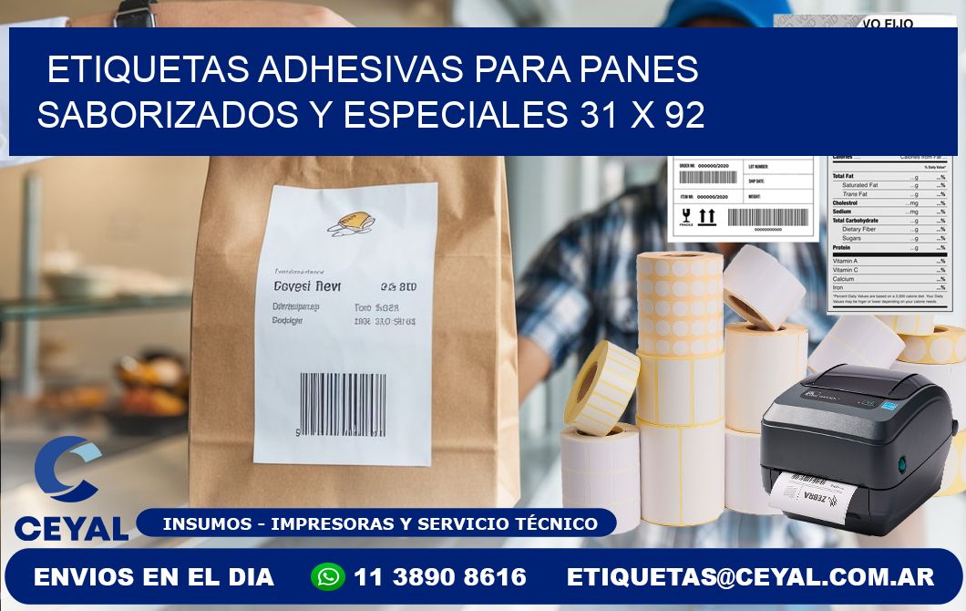 Etiquetas adhesivas para panes saborizados y especiales 31 x 92