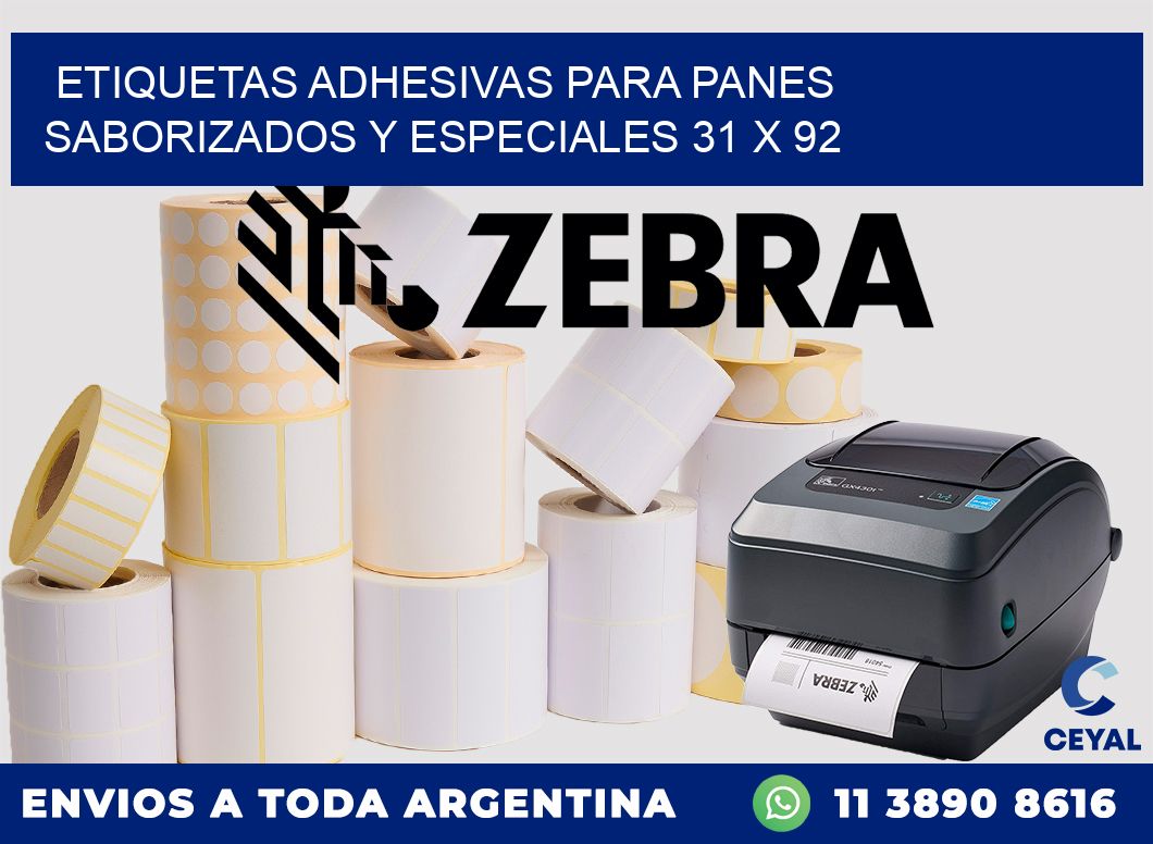 Etiquetas adhesivas para panes saborizados y especiales 31 x 92