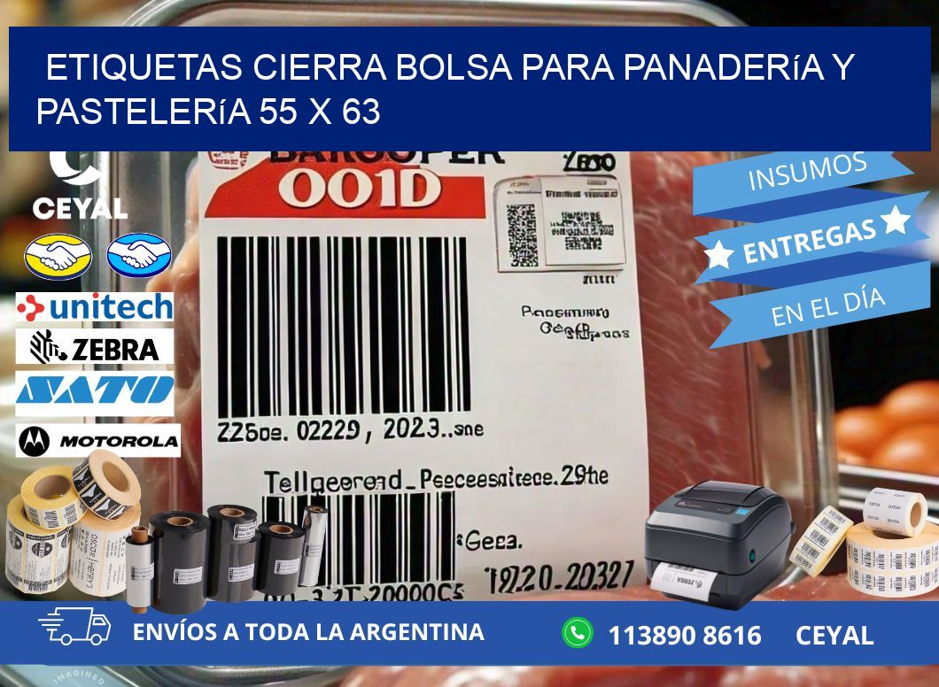 Etiquetas cierra bolsa para panadería y pastelería 55 x 63