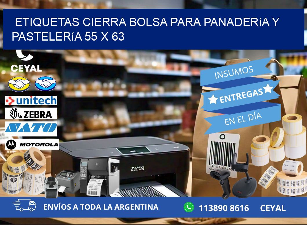 Etiquetas cierra bolsa para panadería y pastelería 55 x 63