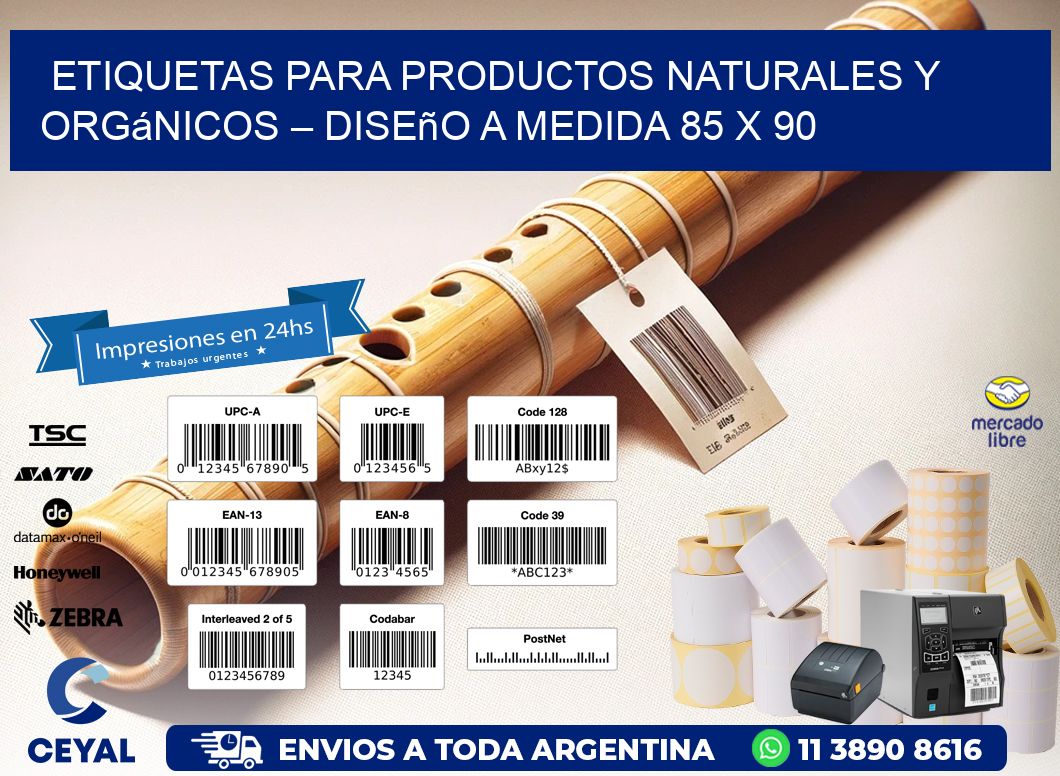 Etiquetas para Productos Naturales y Orgánicos – Diseño a Medida 85 x 90