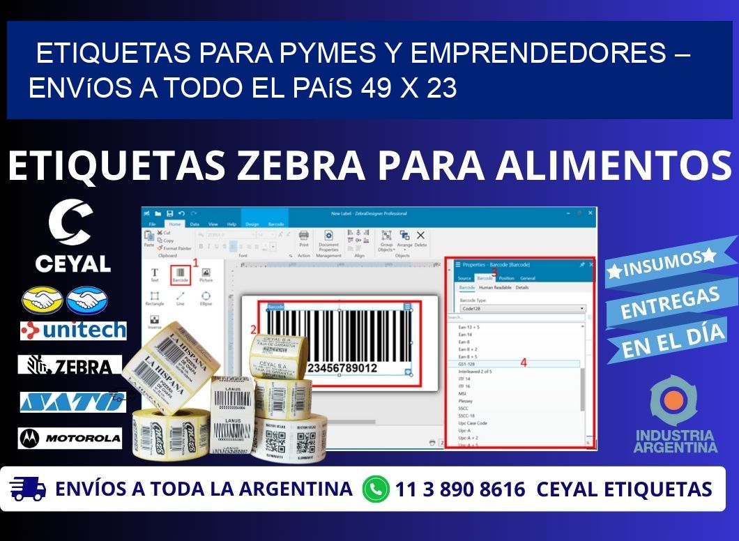 Etiquetas para PyMEs y Emprendedores – Envíos a Todo el País 49 x 23