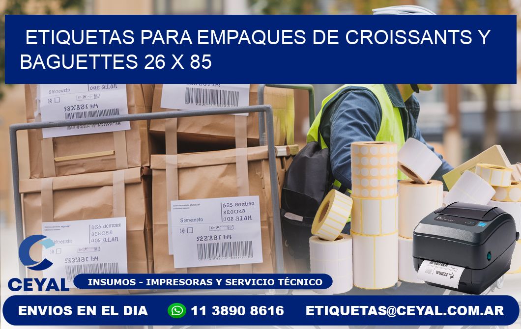 Etiquetas para empaques de croissants y baguettes 26 x 85