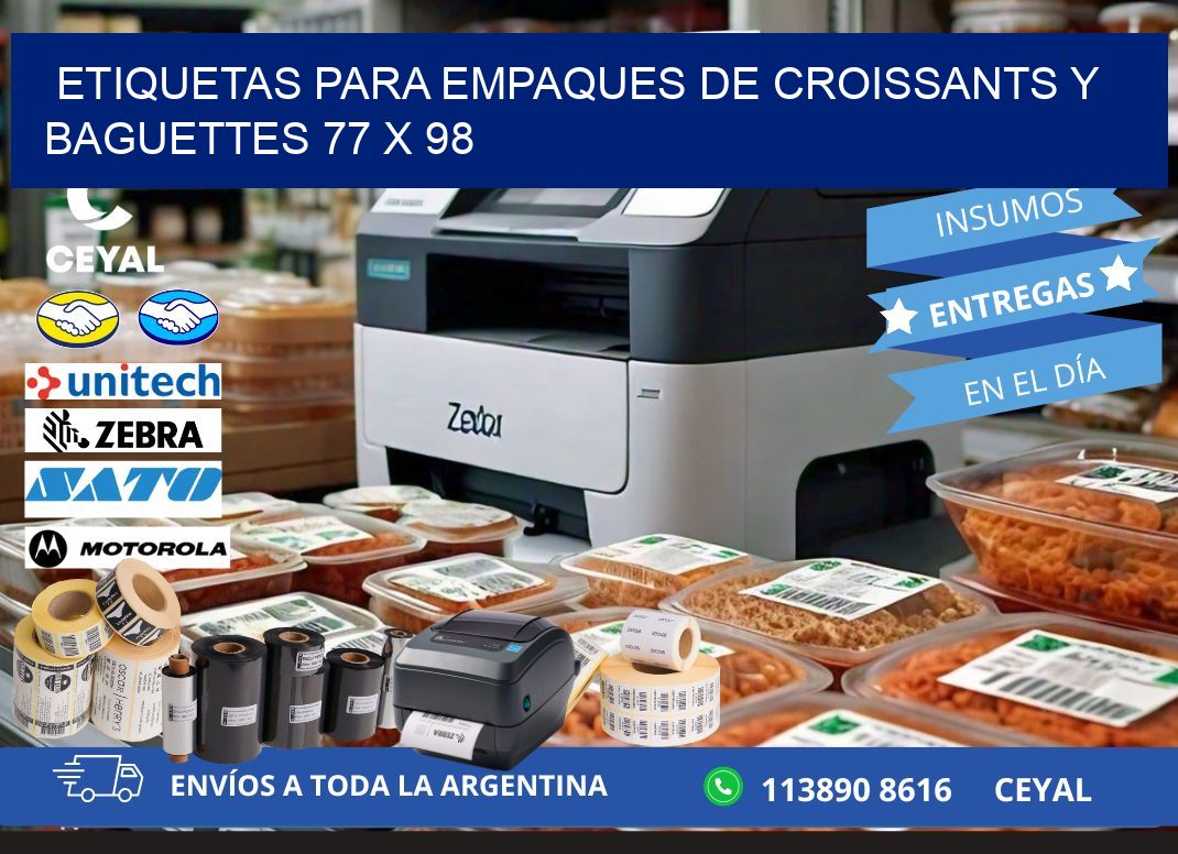 Etiquetas para empaques de croissants y baguettes 77 x 98