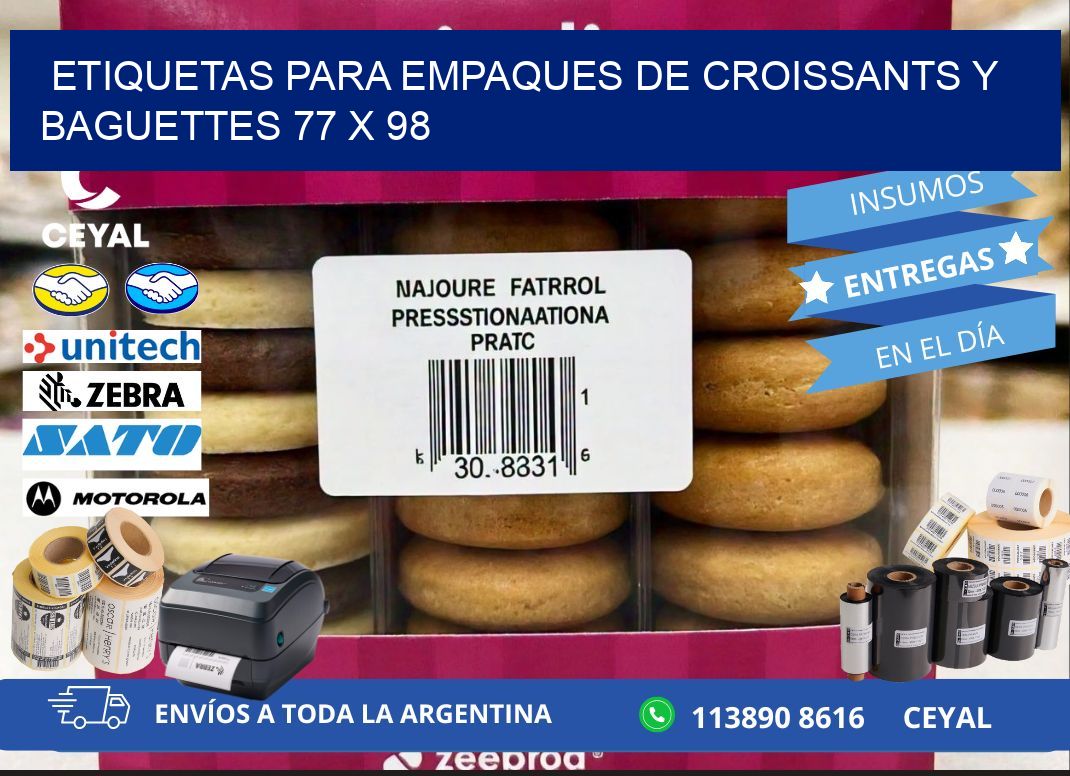 Etiquetas para empaques de croissants y baguettes 77 x 98