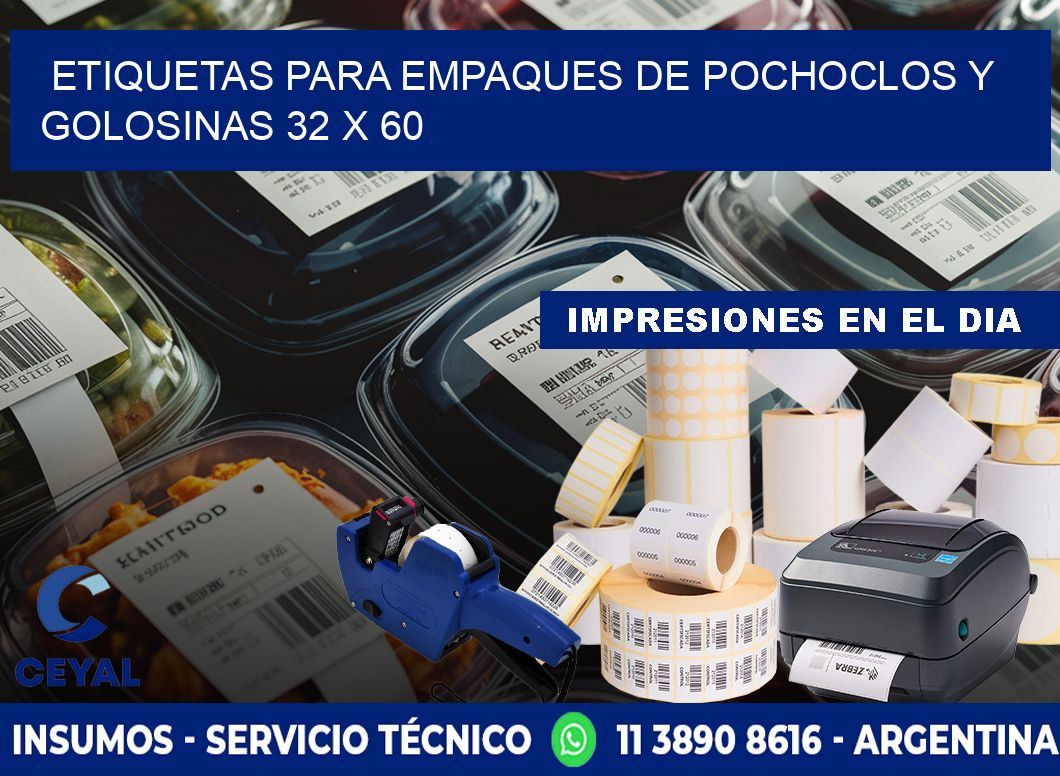 Etiquetas para empaques de pochoclos y golosinas 32 x 60