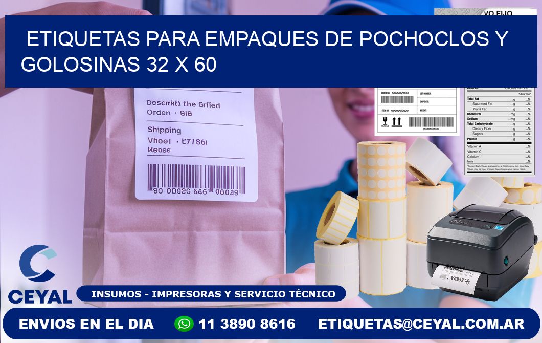 Etiquetas para empaques de pochoclos y golosinas 32 x 60