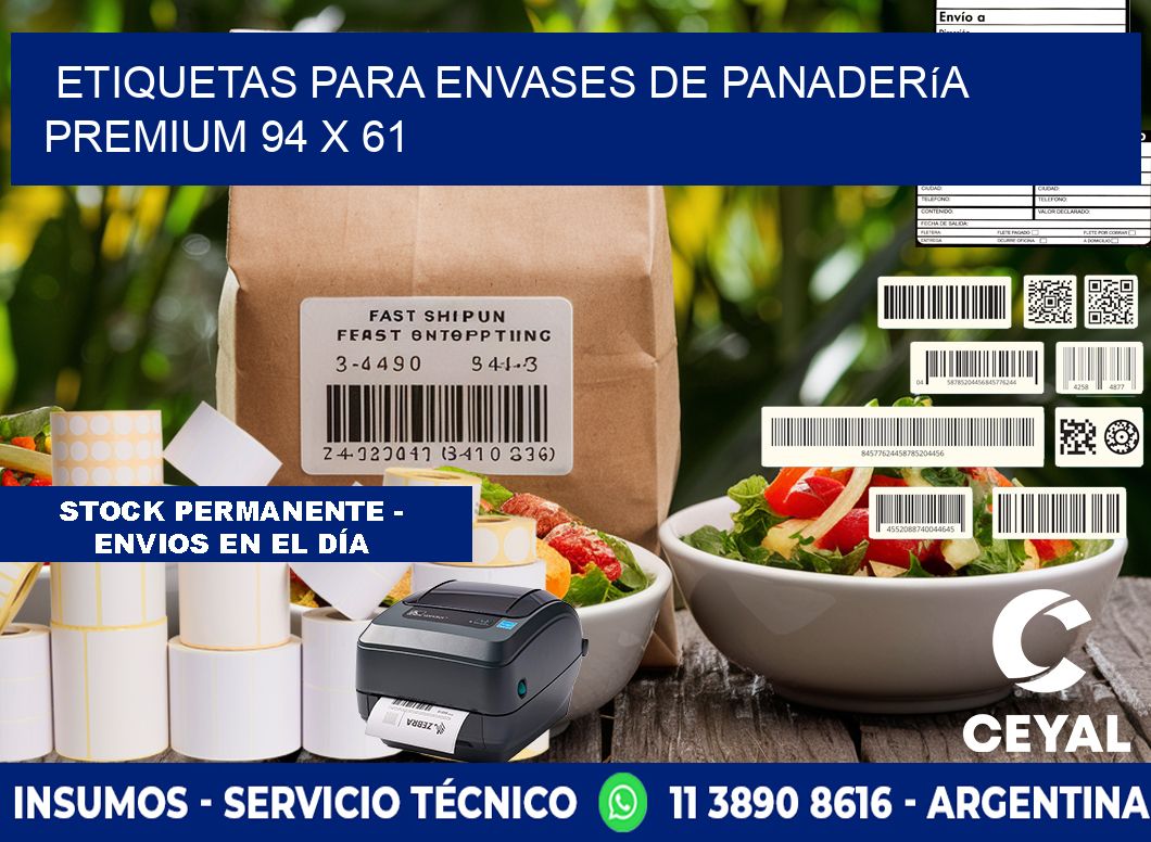 Etiquetas para envases de panadería premium 94 x 61