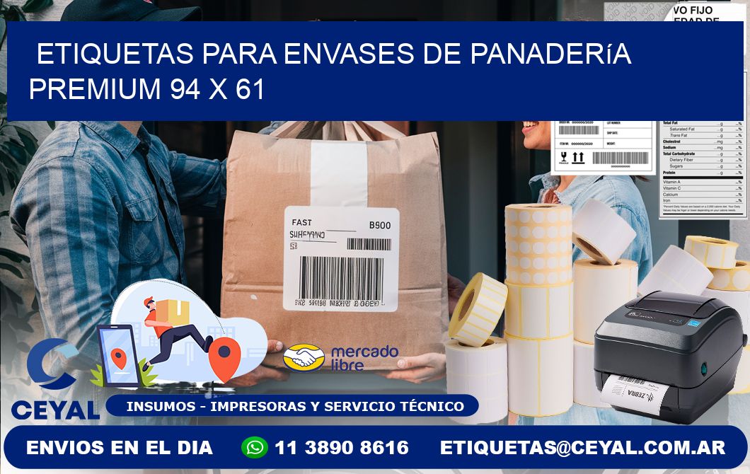 Etiquetas para envases de panadería premium 94 x 61