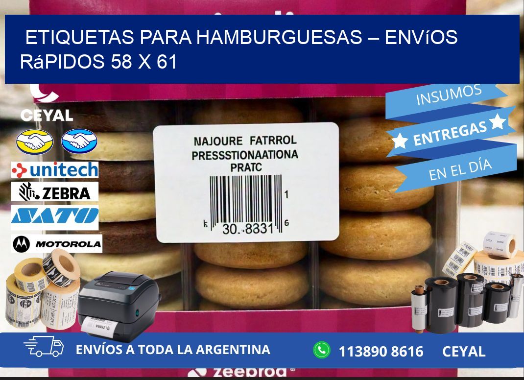 Etiquetas para hamburguesas – Envíos rápidos 58 x 61