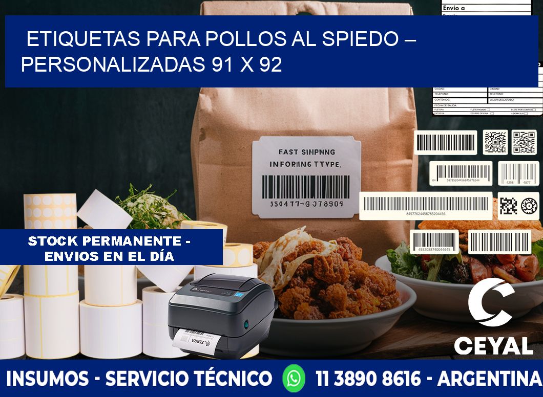 Etiquetas para pollos al spiedo – Personalizadas 91 x 92