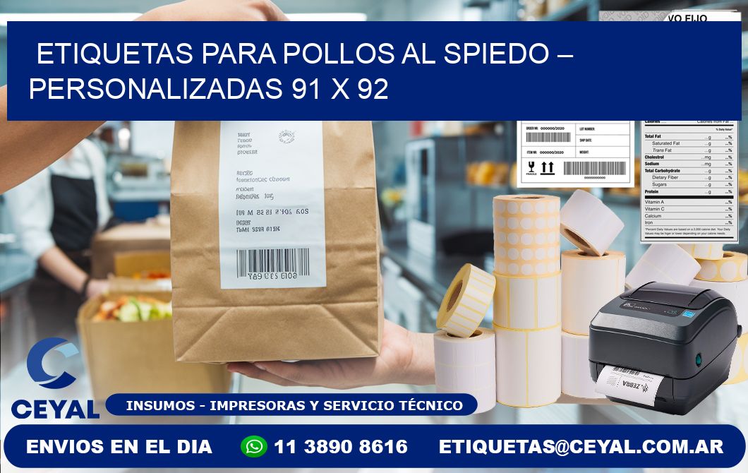 Etiquetas para pollos al spiedo – Personalizadas 91 x 92