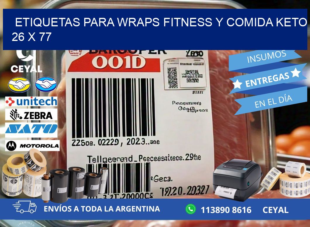 Etiquetas para wraps fitness y comida keto 26 x 77