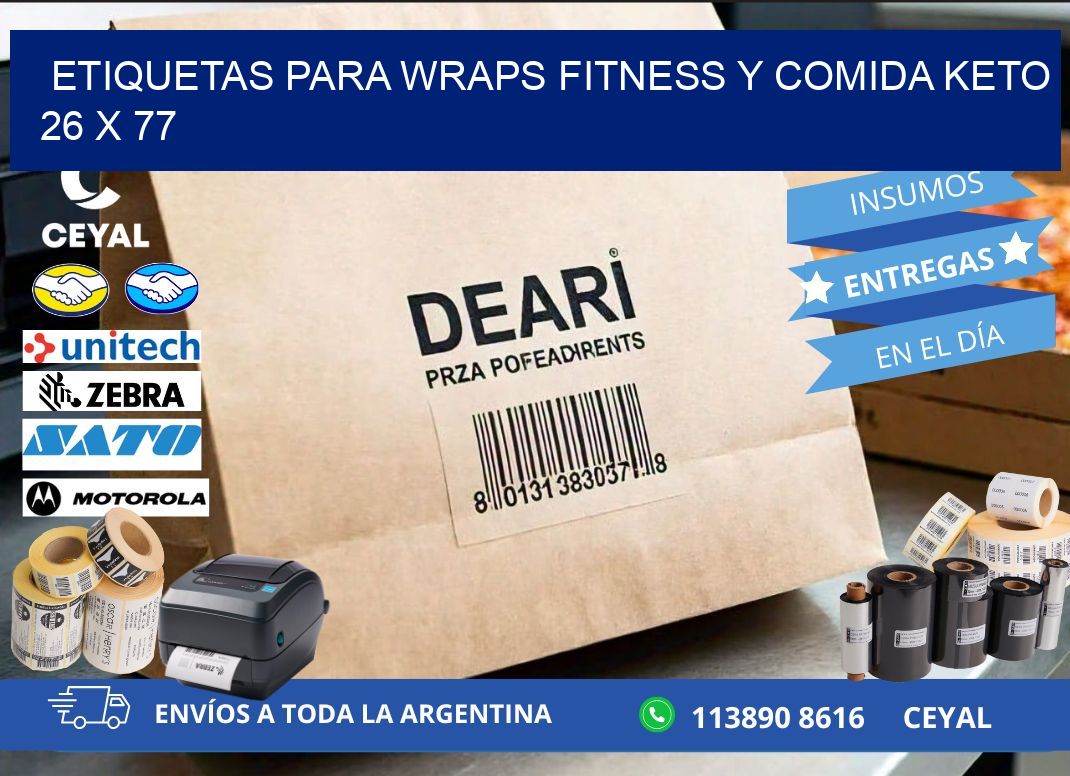 Etiquetas para wraps fitness y comida keto 26 x 77