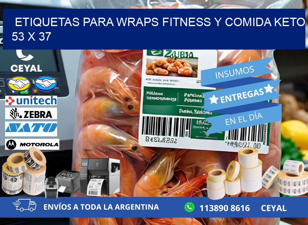 Etiquetas para wraps fitness y comida keto 53 x 37