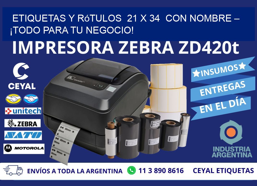 Etiquetas y Rótulos  21 x 34  con Nombre – ¡Todo para tu Negocio!