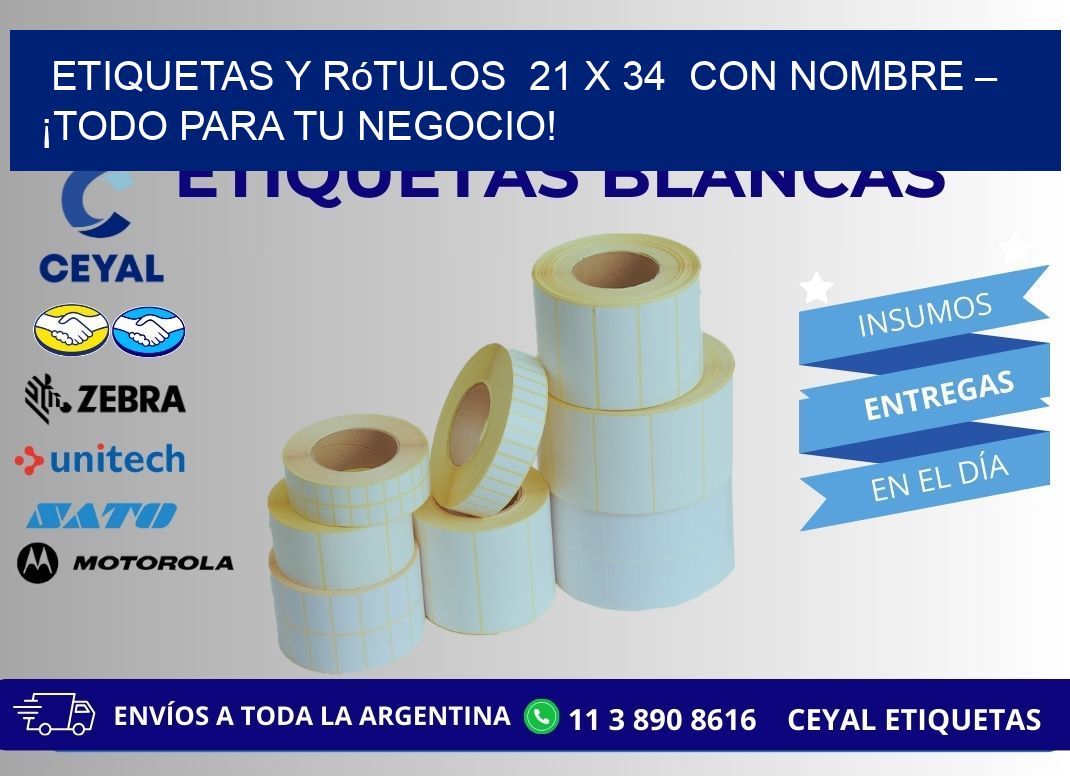 Etiquetas y Rótulos  21 x 34  con Nombre – ¡Todo para tu Negocio!