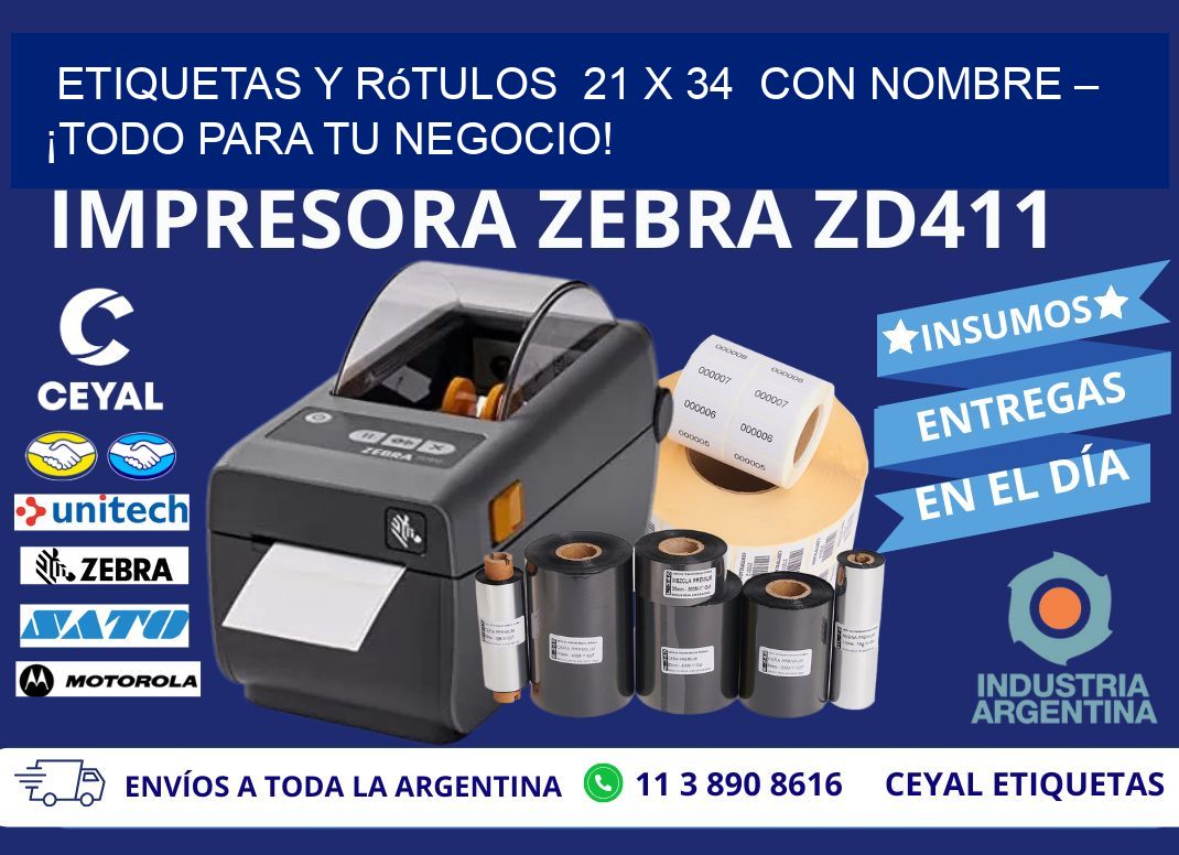 Etiquetas y Rótulos  21 x 34  con Nombre – ¡Todo para tu Negocio!