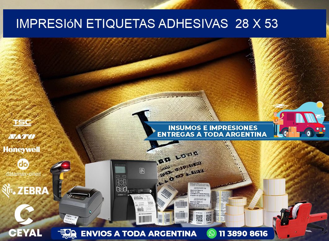 Impresión Etiquetas adhesivas  28 x 53