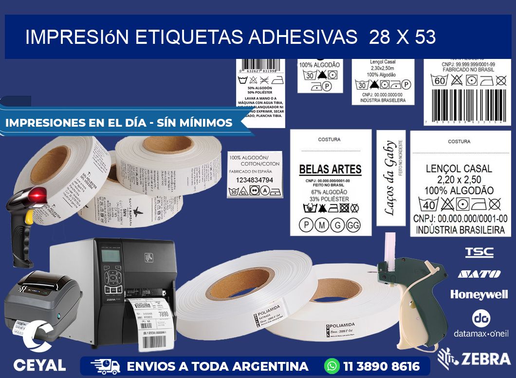 Impresión Etiquetas adhesivas  28 x 53