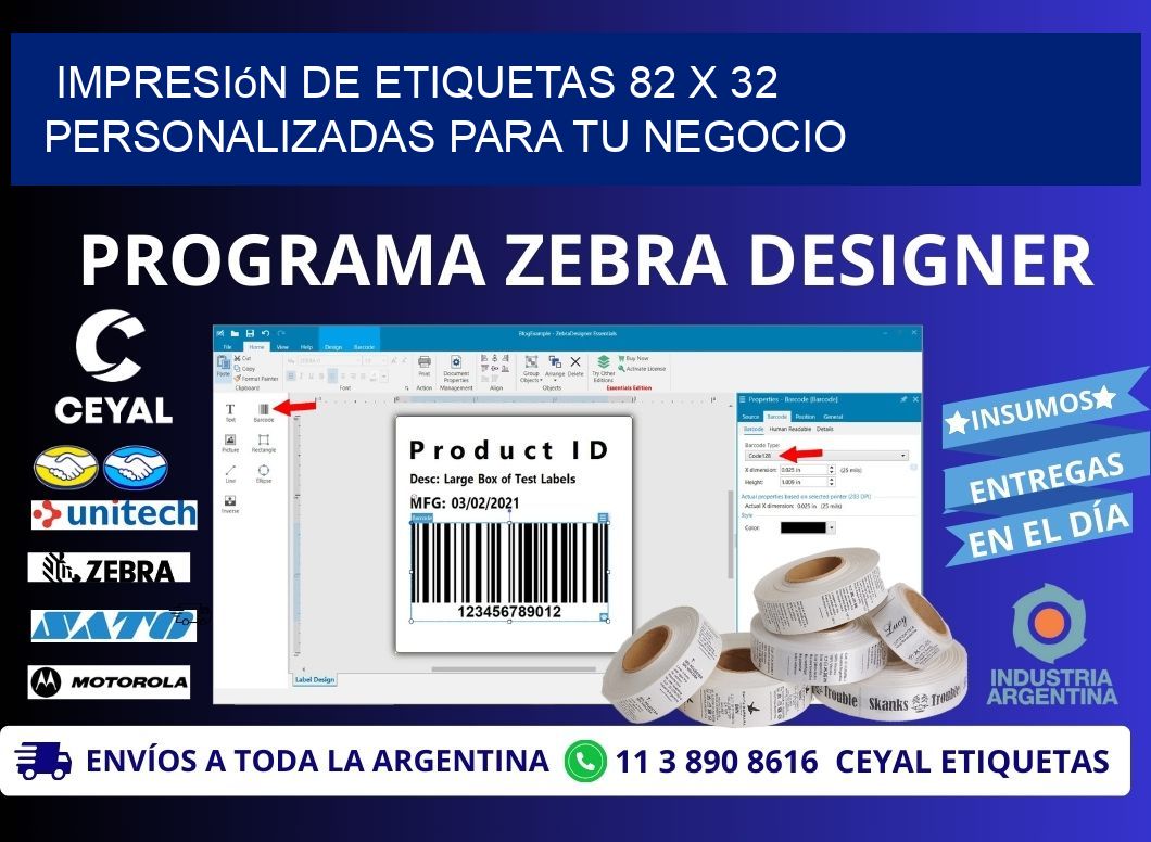 Impresión de Etiquetas 82 x 32 Personalizadas para tu Negocio