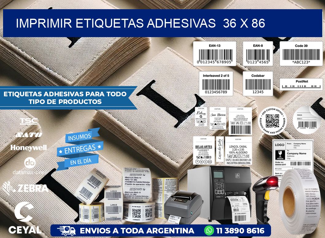 Imprimir Etiquetas adhesivas  36 x 86