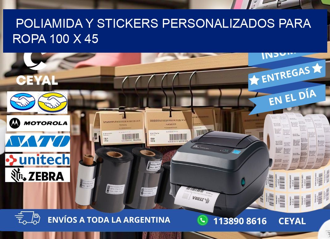 POLIAMIDA Y STICKERS PERSONALIZADOS PARA ROPA 100 x 45