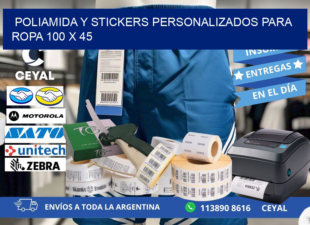 POLIAMIDA Y STICKERS PERSONALIZADOS PARA ROPA 100 x 45