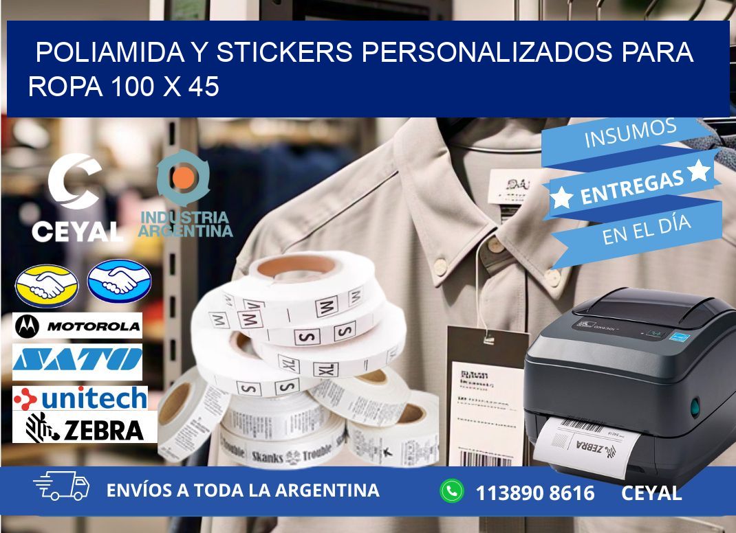 POLIAMIDA Y STICKERS PERSONALIZADOS PARA ROPA 100 x 45