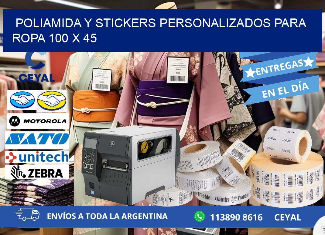 POLIAMIDA Y STICKERS PERSONALIZADOS PARA ROPA 100 x 45