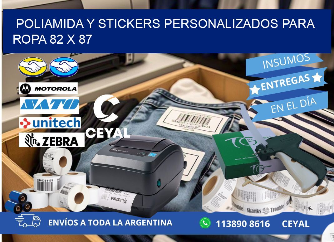 POLIAMIDA Y STICKERS PERSONALIZADOS PARA ROPA 82 x 87