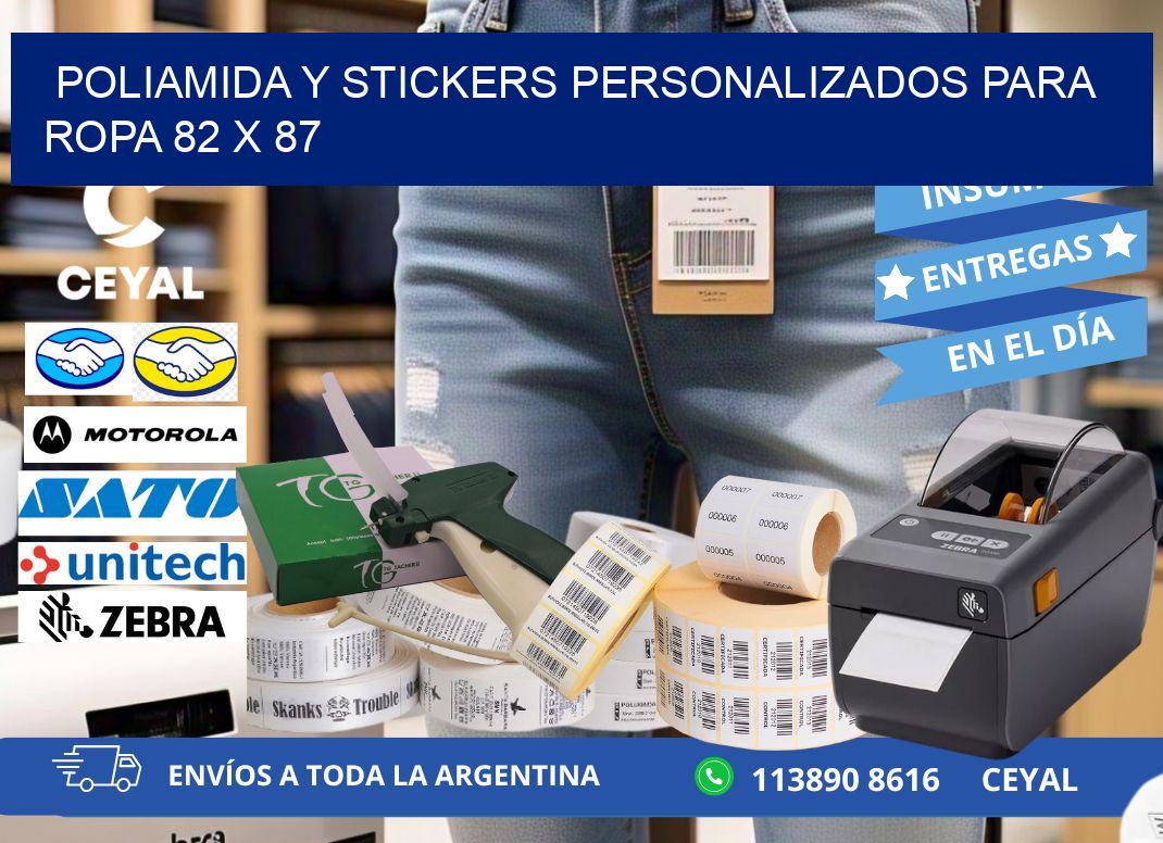 POLIAMIDA Y STICKERS PERSONALIZADOS PARA ROPA 82 x 87