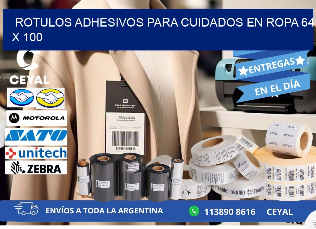 ROTULOS ADHESIVOS PARA CUIDADOS EN ROPA 64 x 100