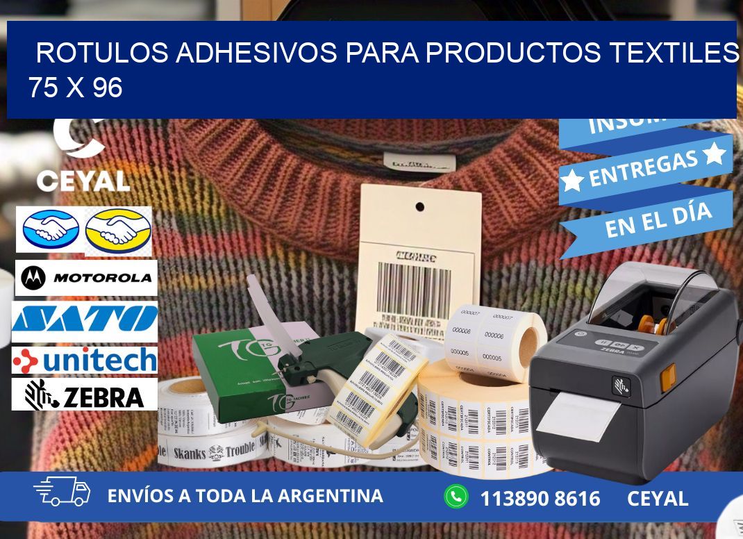 ROTULOS ADHESIVOS PARA PRODUCTOS TEXTILES 75 x 96