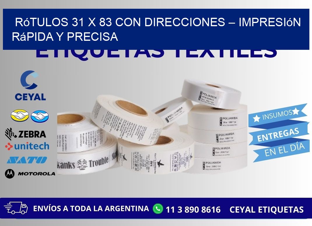 Rótulos 31 x 83 con Direcciones – Impresión Rápida y Precisa