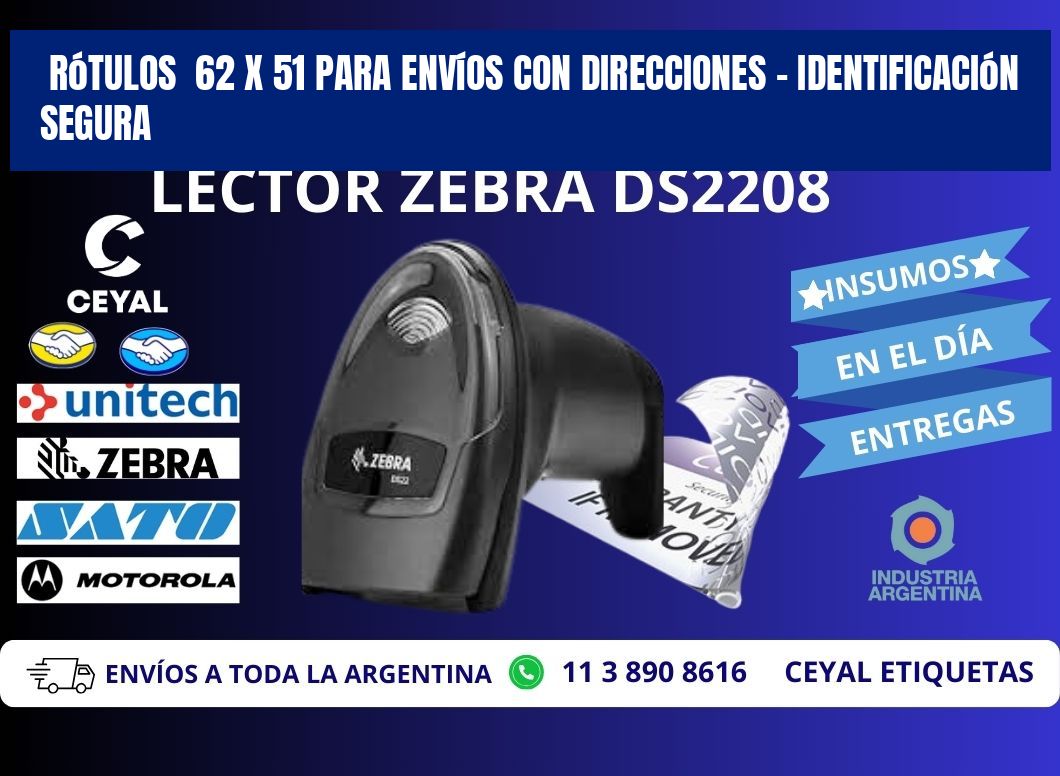 Rótulos  62 x 51 para Envíos con Direcciones – Identificación Segura