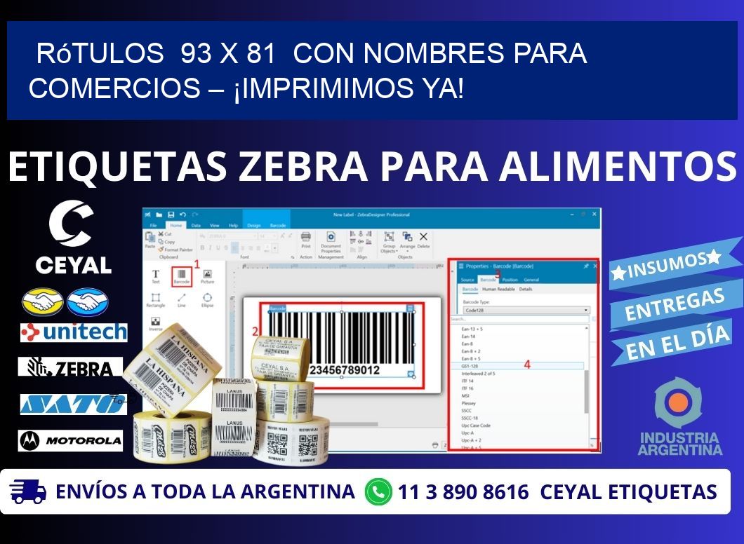 Rótulos  93 x 81  con Nombres para Comercios – ¡Imprimimos Ya!