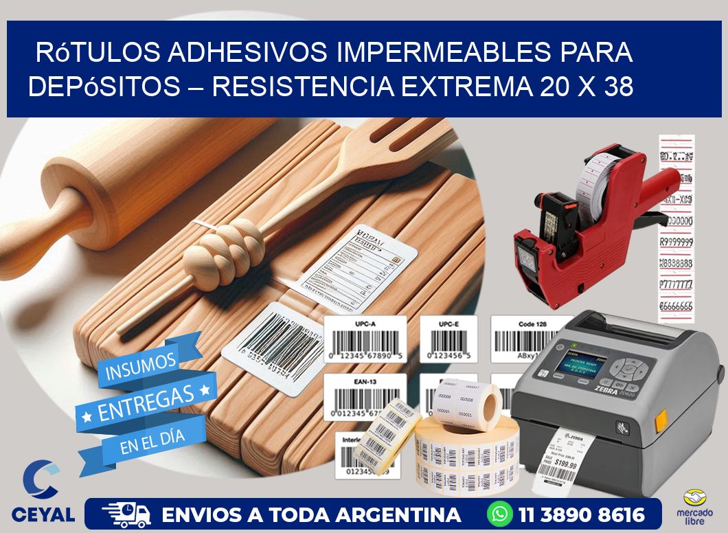 Rótulos Adhesivos Impermeables para Depósitos – Resistencia Extrema 20 x 38