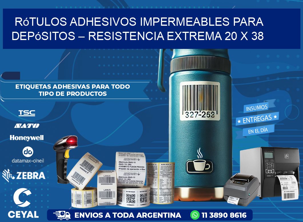 Rótulos Adhesivos Impermeables para Depósitos – Resistencia Extrema 20 x 38