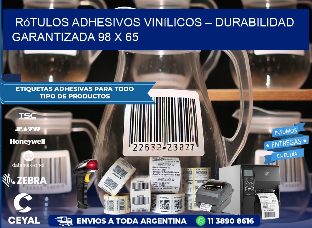 Rótulos Adhesivos Vinílicos – Durabilidad Garantizada 98 x 65