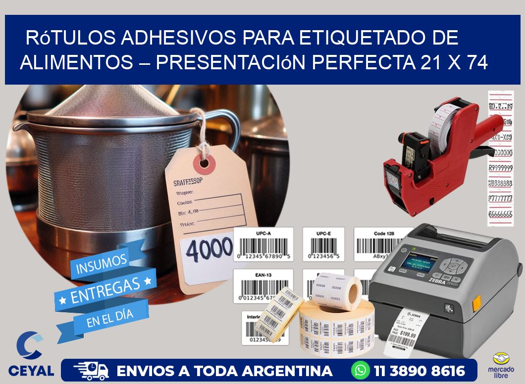 Rótulos Adhesivos para Etiquetado de Alimentos – Presentación Perfecta 21 x 74