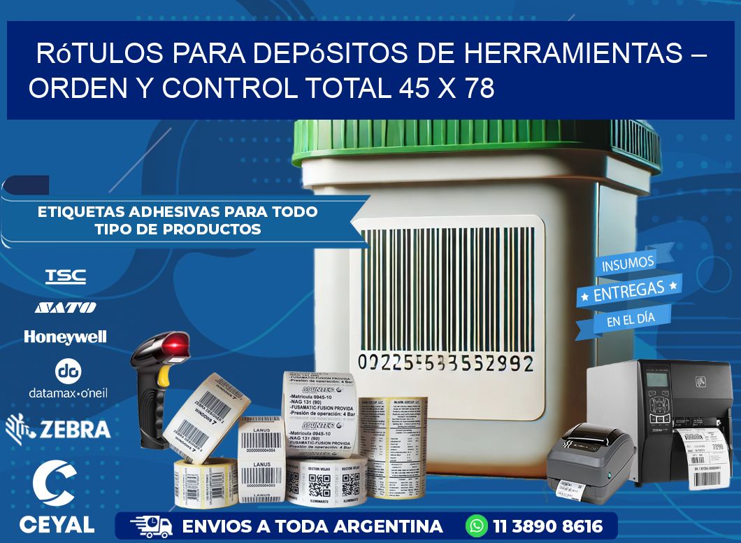 Rótulos para Depósitos de Herramientas – Orden y Control Total 45 x 78
