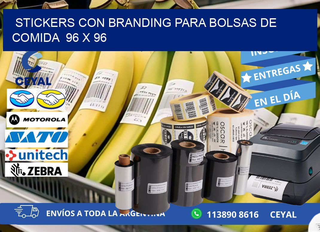 STICKERS CON BRANDING PARA BOLSAS DE COMIDA  96 x 96