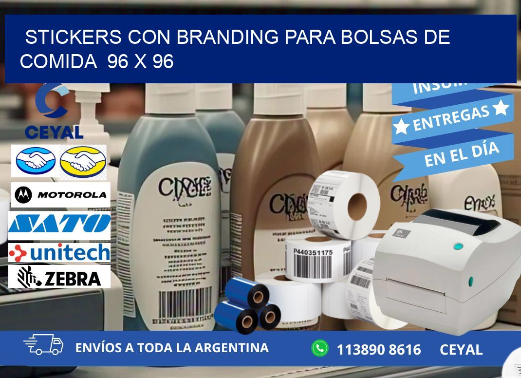 STICKERS CON BRANDING PARA BOLSAS DE COMIDA  96 x 96