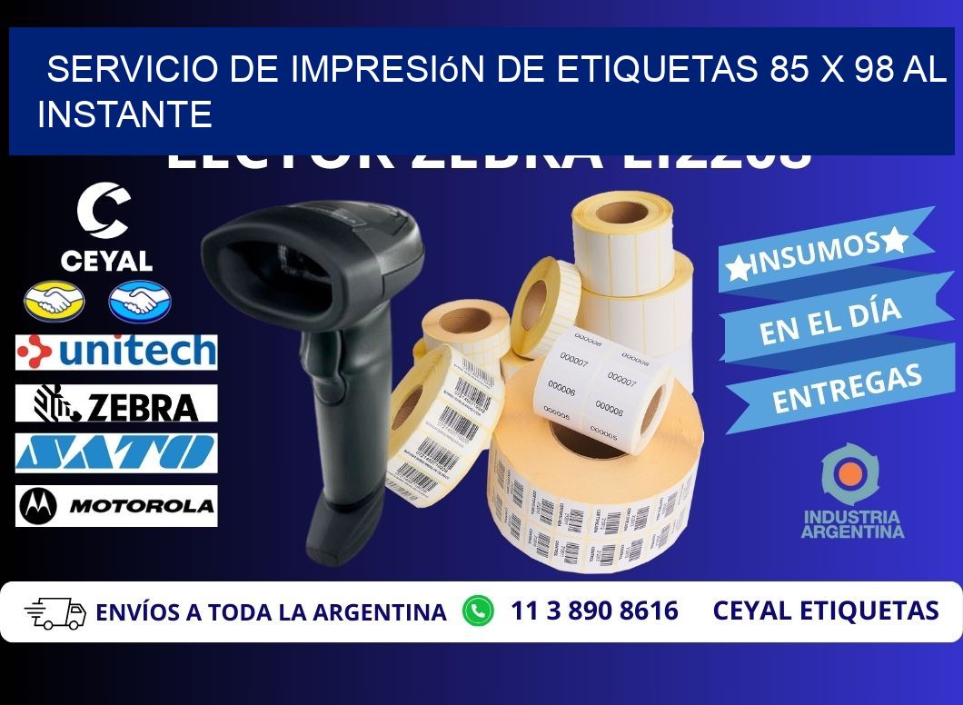 Servicio de Impresión de Etiquetas 85 x 98 al Instante