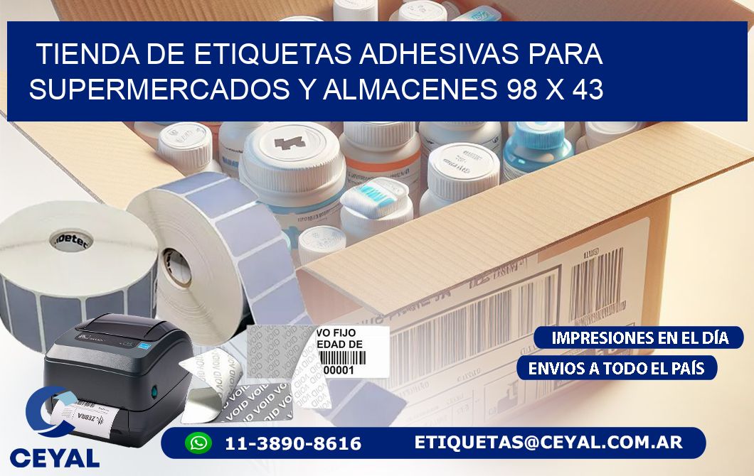 Tienda de Etiquetas Adhesivas para Supermercados y Almacenes 98 x 43